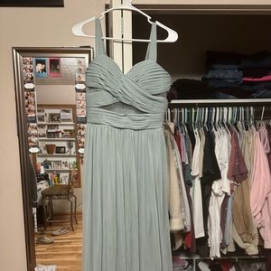 Sage Green Bridesmaid Dress I am 5’2 but had it altered w 3 inch wedges